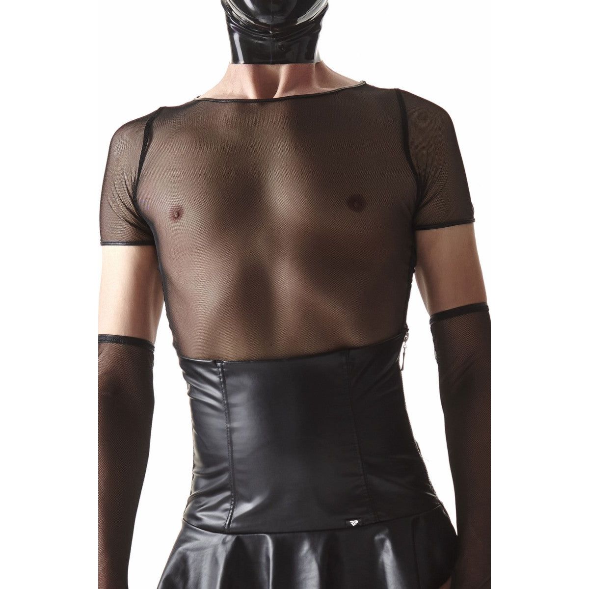 T-Shirt Made Of Black, Elastic Mesh
