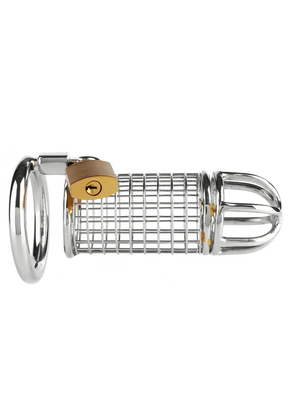 Cage de chasteté Mr. Steel Matrix 13 cm – cage de chasteté en acier inoxydable