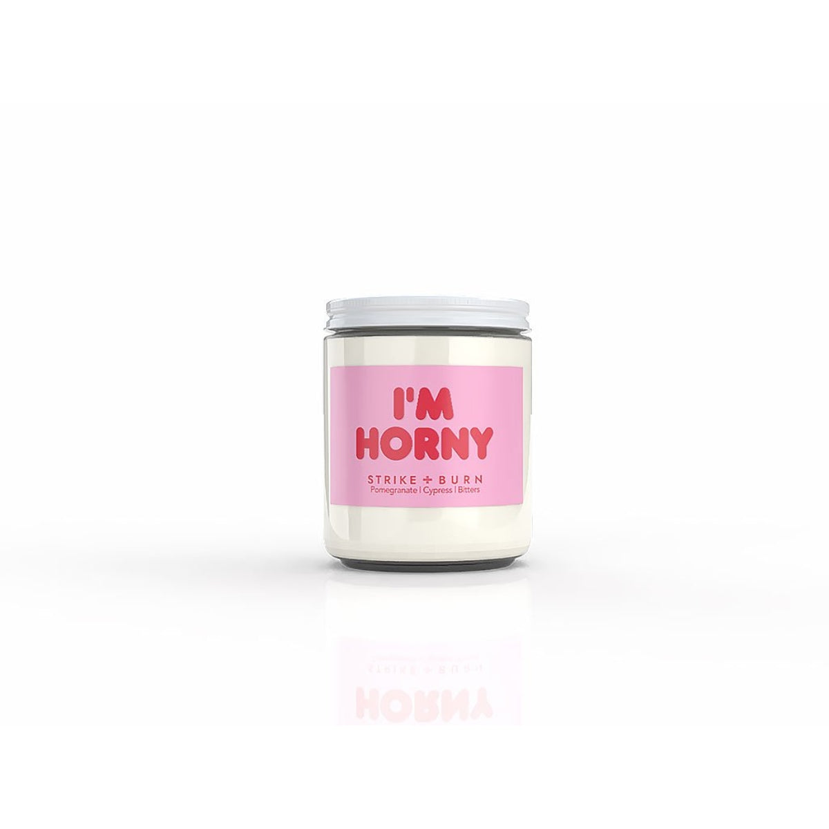 STRIKE & BURN I'M HORNY POMEGRANATE  CYPRESS  AND BITTERS CANDLE