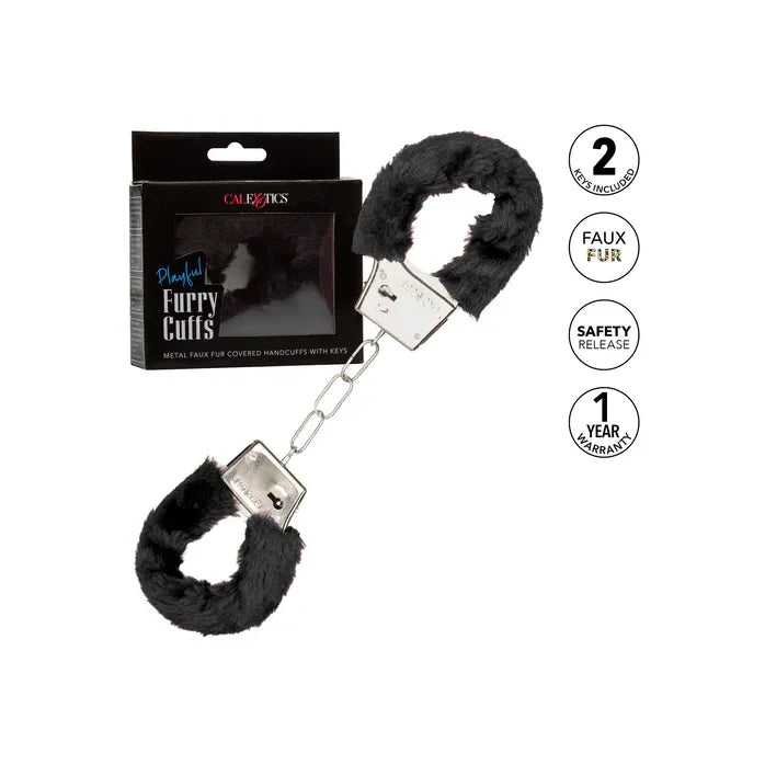 CalExotics - Playful Furry Cuffs – Verstellbare Handschellen mit Fell - Love-Union.de