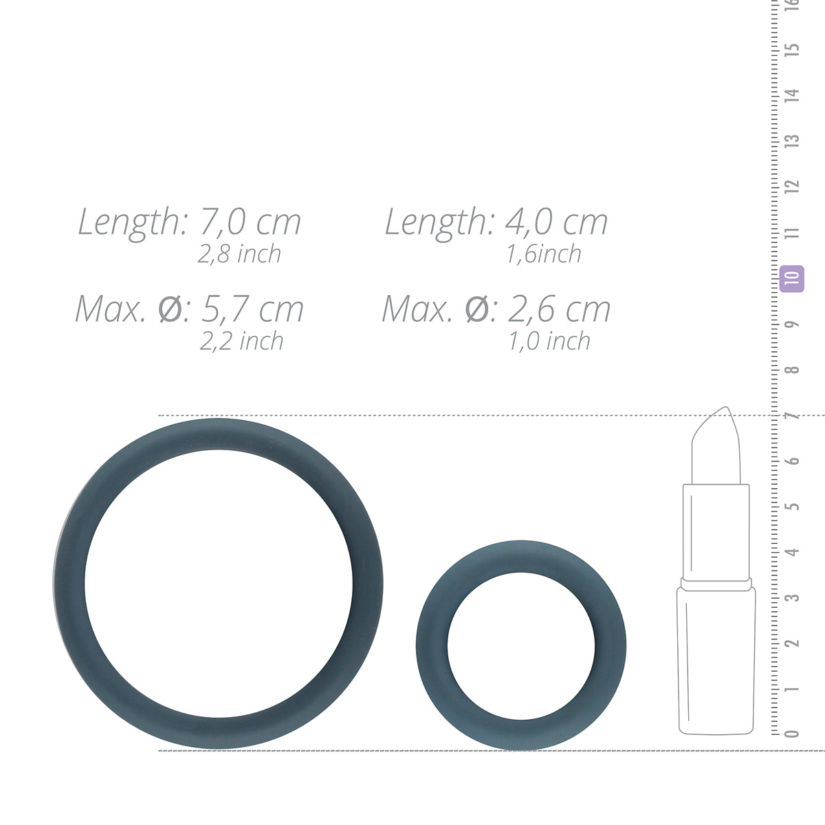 BONERS 6 PIECE COCK RING SET GREY