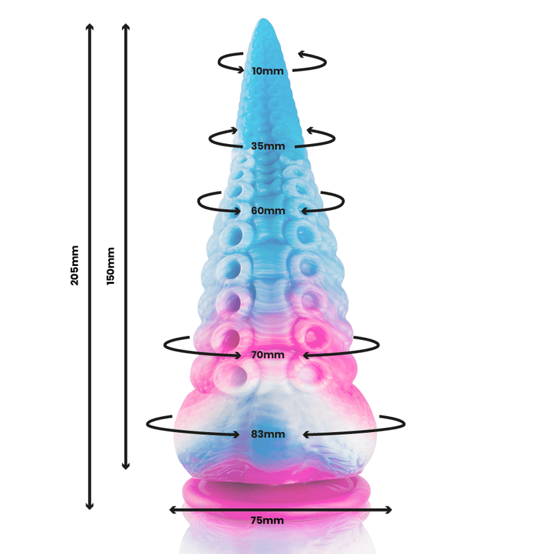 Epic Phorcys - Blauer Tentakel Dildo - L - love-union.de - Maßtabelle