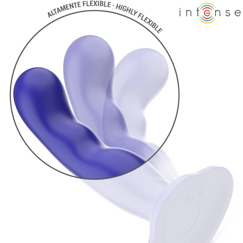 INTENSE - VIBRATEUR COURT AVEC VENTOUSES TÉLÉCOMMANDE BLEUE