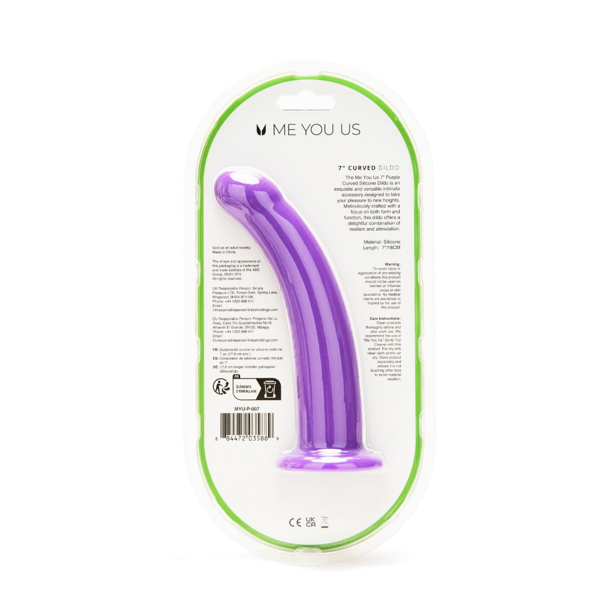 Gode incurvé en silicone Me You Us de 7 pouces