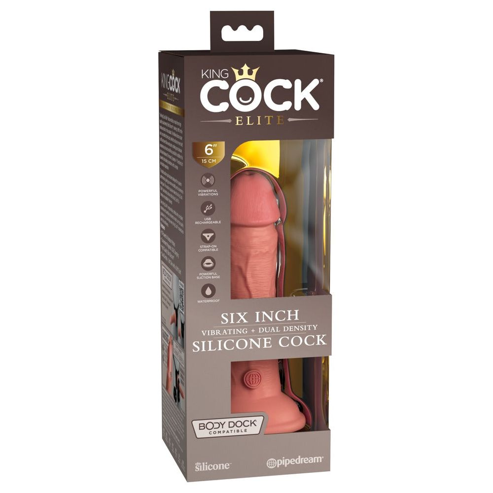 6“ Vibrating+Dual Density Silicone Cock Hell - love-union.de