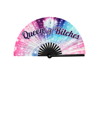XXL Pride Fächer "Queen of Bitches" – 68 cm Handfächer mit Bambusrippen & lautem Klack-Effekt
