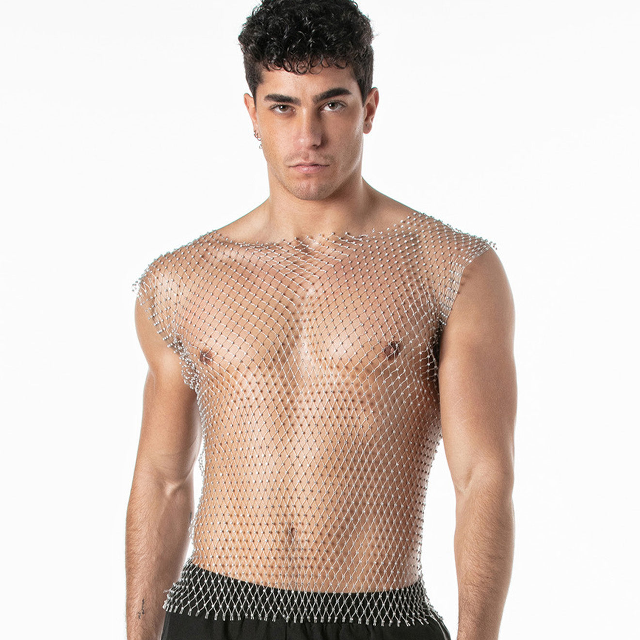 Débardeur de fête en maille argenté