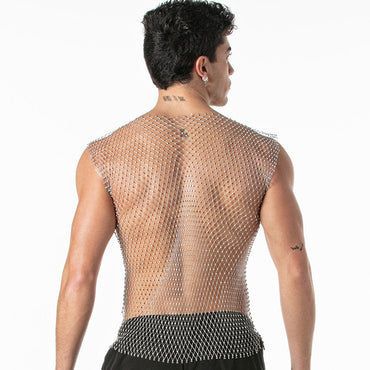 Débardeur de fête en maille argenté