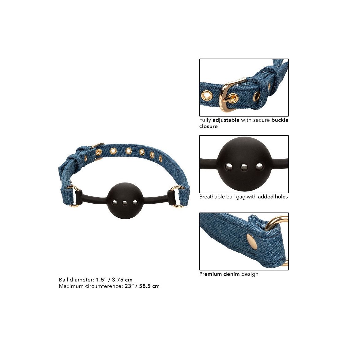 Ride 'em Premium Denim Collection Ball Gag - love-union.de