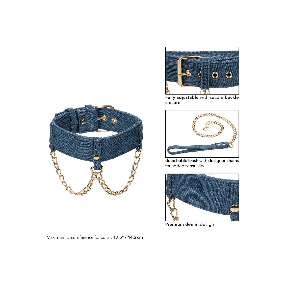 Ride 'em Premium Denim Collection Collar with Leash - love-union.de