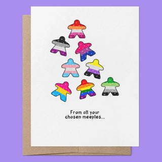 „From All Your Chosen Meeples“ Grußkarte – Gaming Karte für Freunde & Community - love-union.de