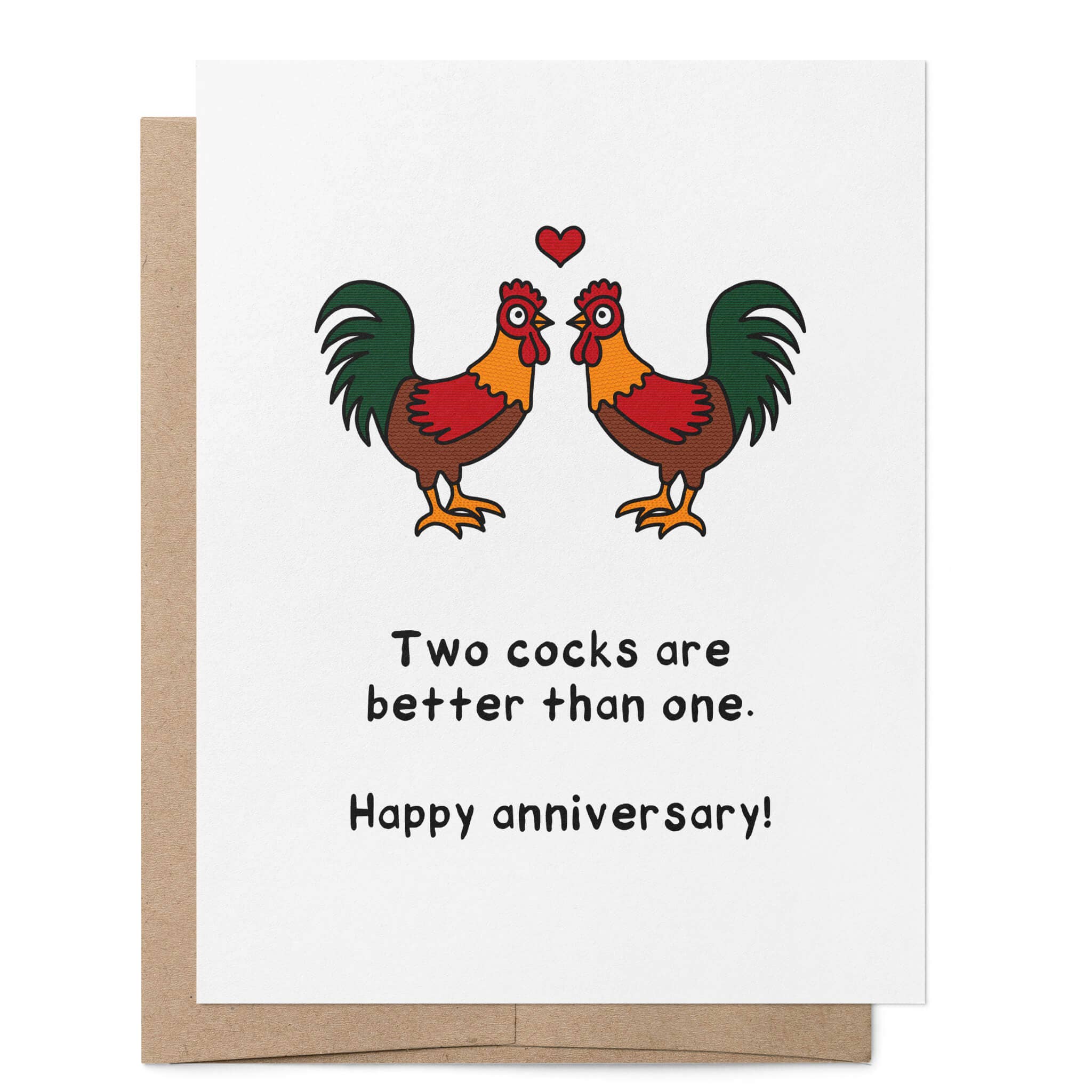 Two Cocks are Better Than One LGBTQ+ greeting card