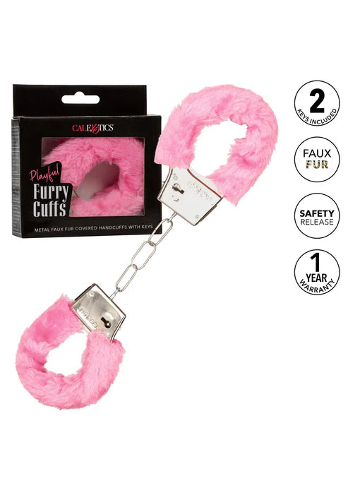 CalExotics - Playful Furry Cuffs – Verstellbare Handschellen mit Fell - Love-Union.de
