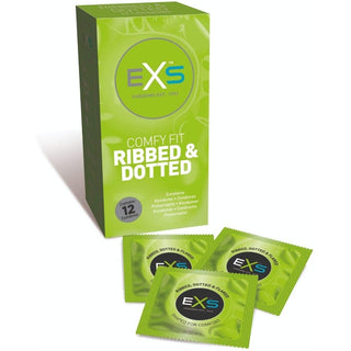EXS – Ribbed and Dotted Kondome, gerippt & genoppt, 12er-Pack - Love-Union.de