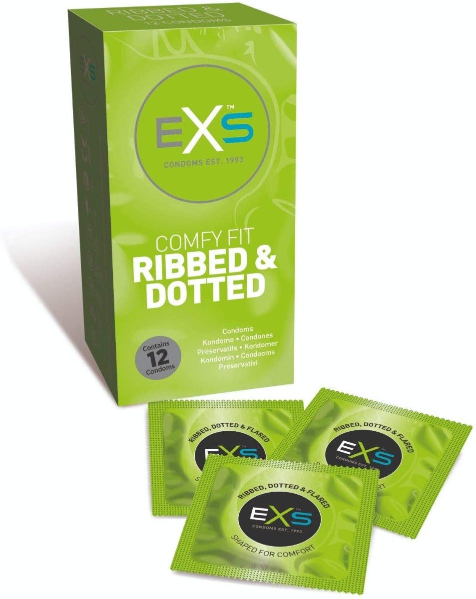 EXS – Ribbed and Dotted Kondome, gerippt & genoppt, 12er-Pack - Love-Union.de