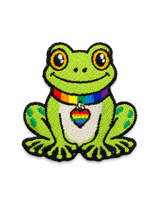 Frosch Patch mit Regenbogen-Halsband – Pride Aufnäher zum Aufbügeln - Love-Union.de