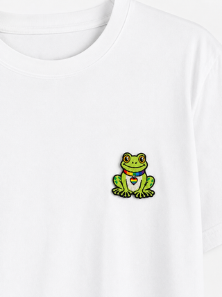 Frosch Patch mit Regenbogen-Halsband – Pride Aufnäher zum Aufbügeln - Love-Union.de