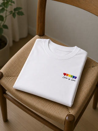 Handmade Shirts | "Love is Love" Oversize Bio-Baumwoll T-Shirt mit Stickmotiv - love-union.de