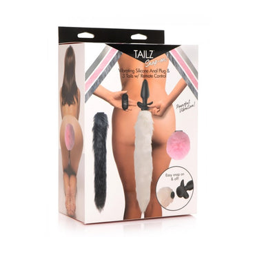 TAILZ SNAP ON VIBRATING SILICONE ANAL PLUG & 3 TAILS WITH REMOTE CONTROL