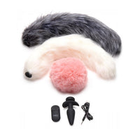 TAILZ SNAP ON VIBRATING SILICONE ANAL PLUG & 3 TAILS WITH REMOTE CONTROL