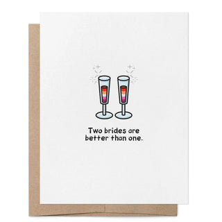Zwei Bräute sind besser als eine Champagner LGBTQ+ Hochzeitskarte by That Queer Card Co