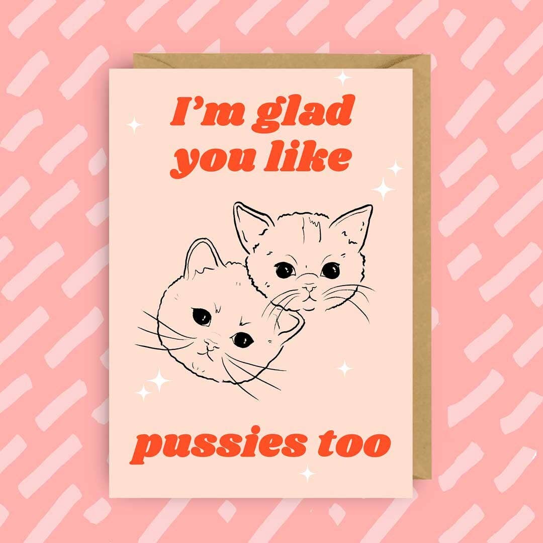 Lustige lesbische Valentinskarte mit Katze | Unhöflich | LGBTQ+
