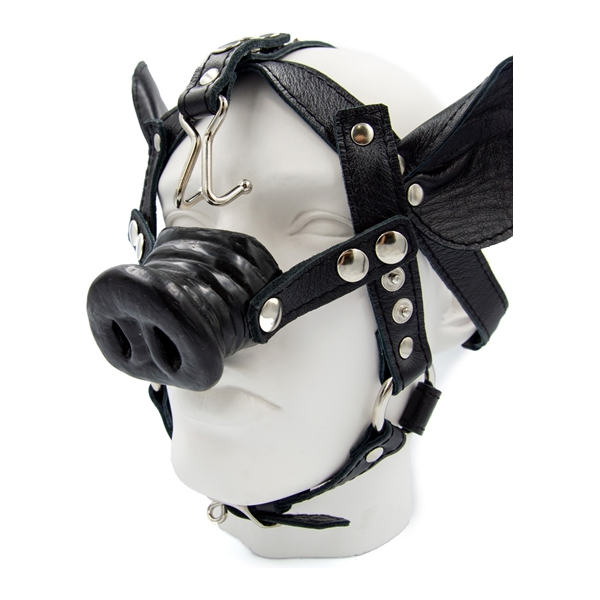 Leather Pig Head Harness Black - love-union.de