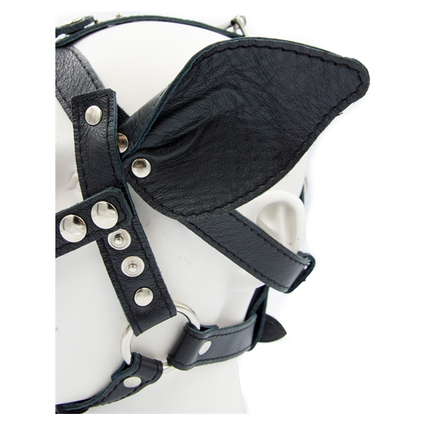 Leather Pig Head Harness Black - love-union.de