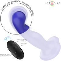 INTENSE - VIBRATEUR COURT AVEC VENTOUSES TÉLÉCOMMANDE BLEUE