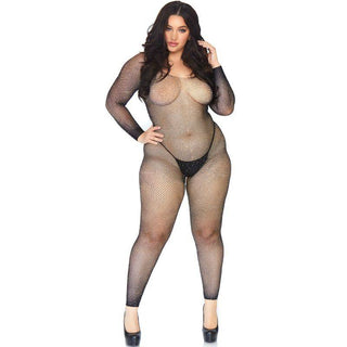 Kristallbesetzter Netz Bodysuit Plus Size - love-union.de