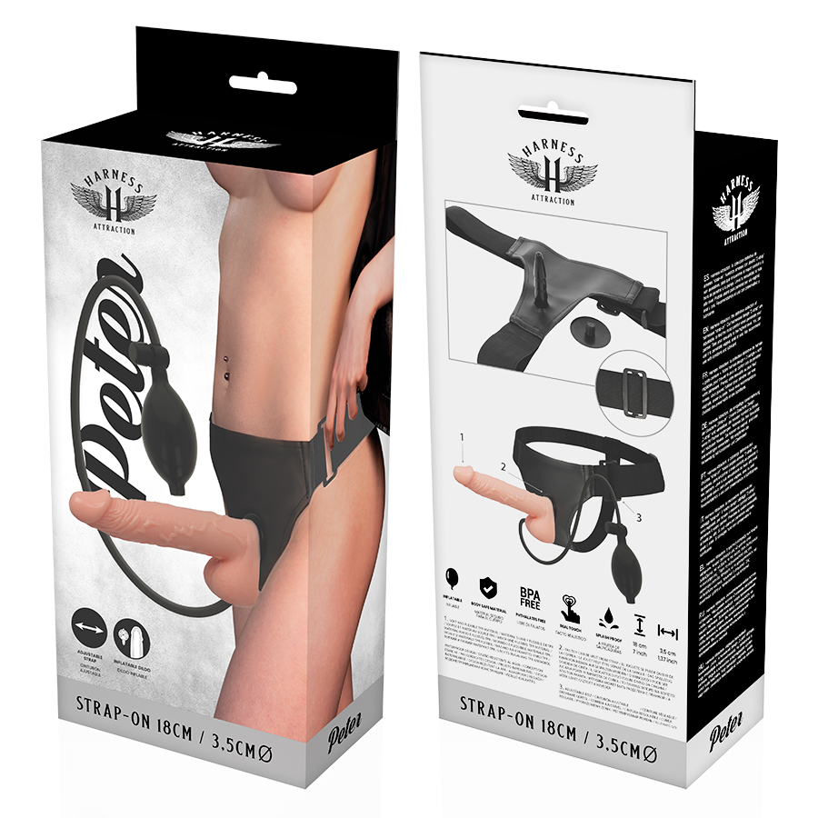 Strap-on mit aufblasbarem Dildo 18 cm - love-union.de