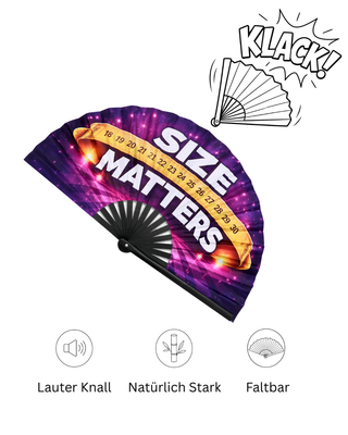 XXL Pride Fächer "Size Matters" – 68 cm Handfächer mit Bambusrippen & lautem Klack-Effekt