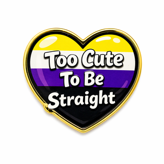 Exklusiver Non-Binary Herz Pin „Too cute to be straight“ – Gold-Edition - Love-Union.de