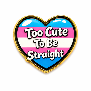 Exklusiver Trans-Pride Herz Pin „Too cute to be straight“ – Gold-Edition - Love-Union.de